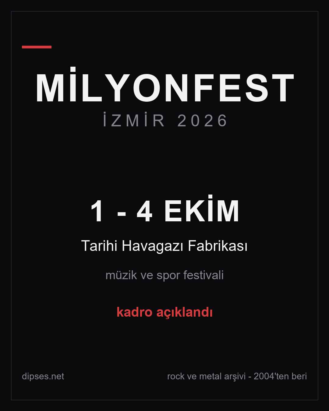 Milyonfest İzmir 2026 kadrosu: 1, 2, 3 ve 4 Ekim günlerinin isimleri